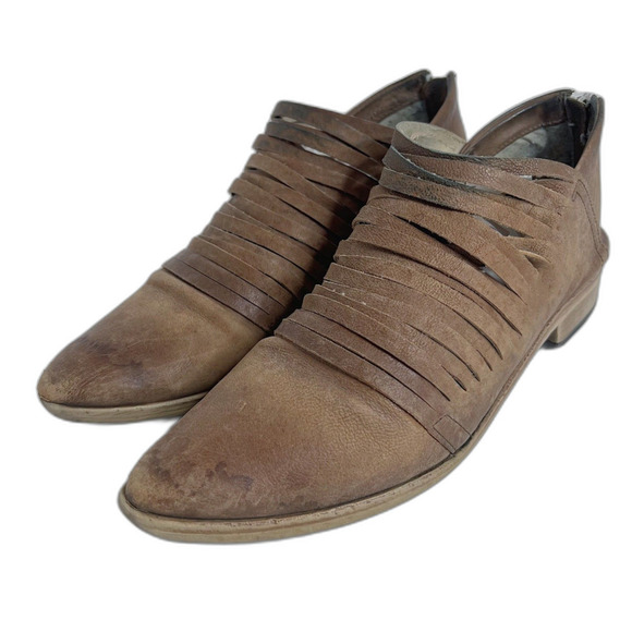 Free People Lost Valley Boot Brown Leather Pointed Toe Ankle Boot Size 10 - Picture 2 of 10